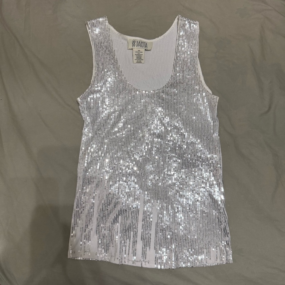 bb dakota silver sequin tank top